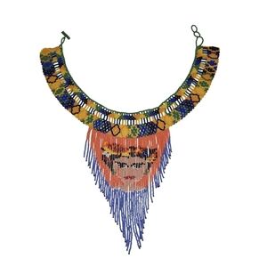 Handmade Huichol Beaded Necklace Frida Kahlo Mexican Folk Art Jewelry

Condition
